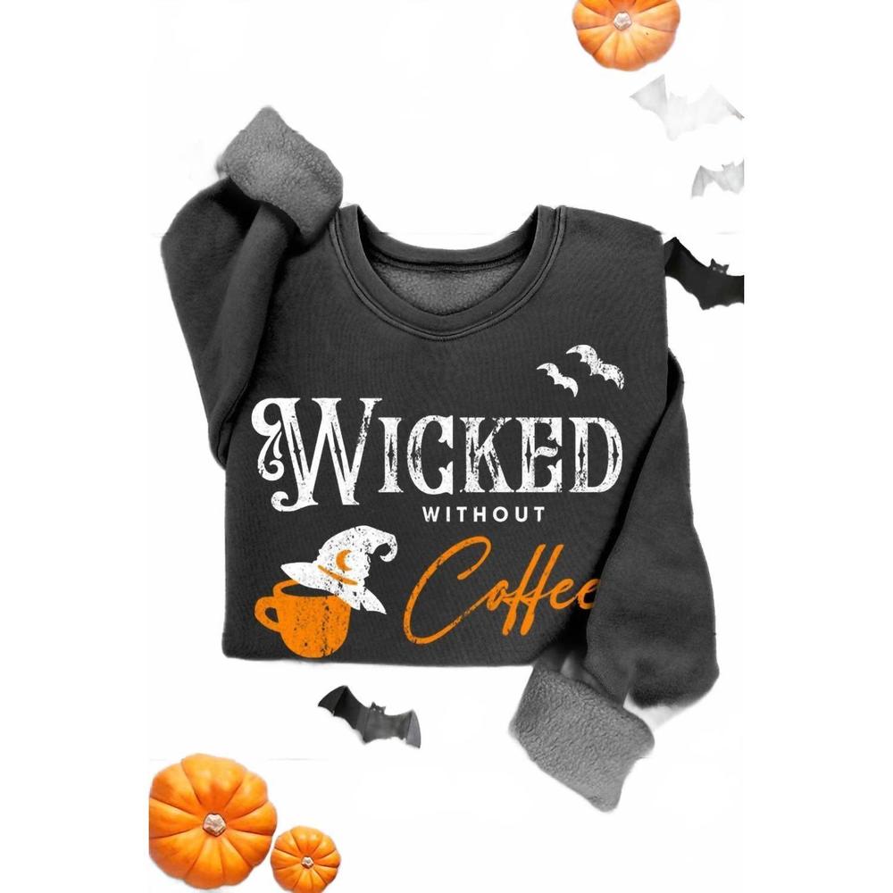 NEW HRT & LUV women's wicked without coffee soft and comfy sweatshirts in black